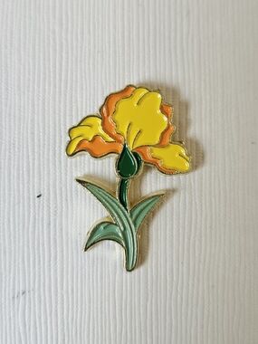 Iris Flower Enamel Pin 4 For $20 Yellow & Orange
